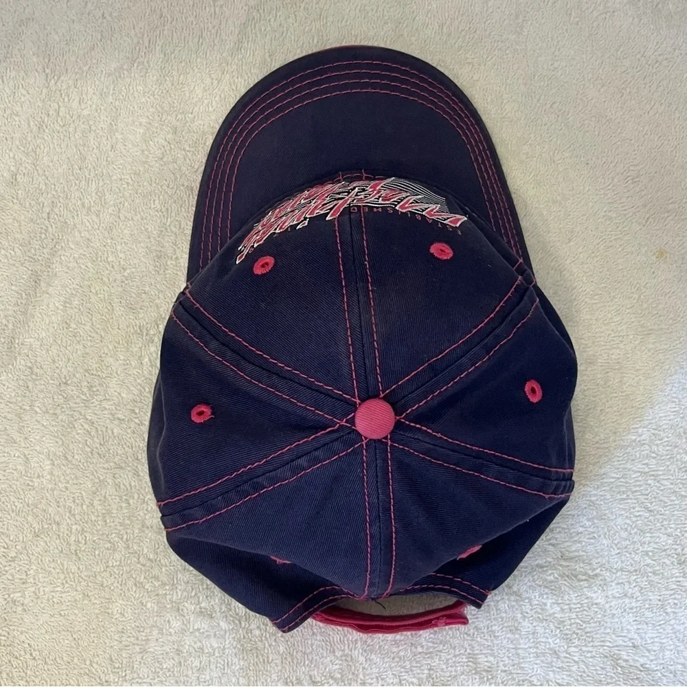 Mackinac Island Navy and Pink Women's Adjustable Cotton Ball Cap